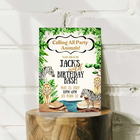 Wild Safari Birthday Personalized Invitation